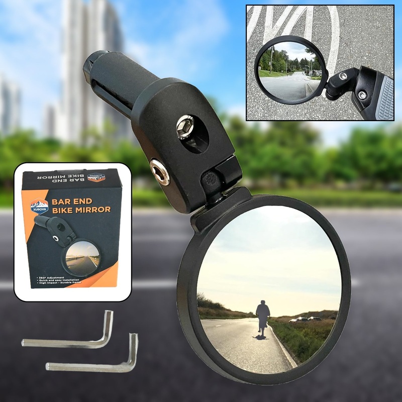 Bar End Bike Mirror, Safe Rearview Mirror 360 Rotatable & Foldable Safety Bicycle Rear View Mirror, Mirror Durable Bike Mirror (1 Pc)