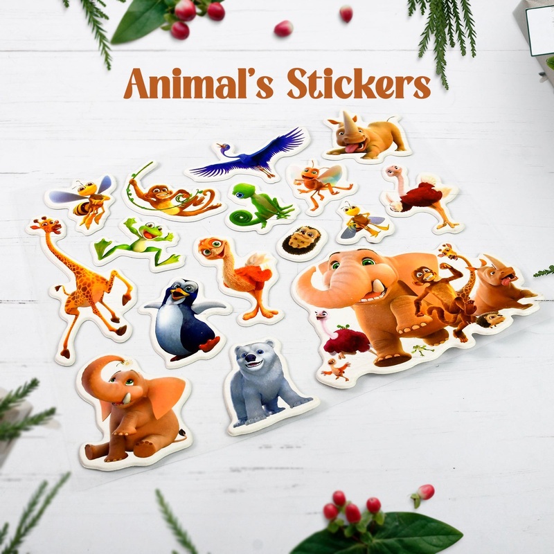 Animals Design Adhesive 3D Stickers (1 Sheet / 2219 Cm)