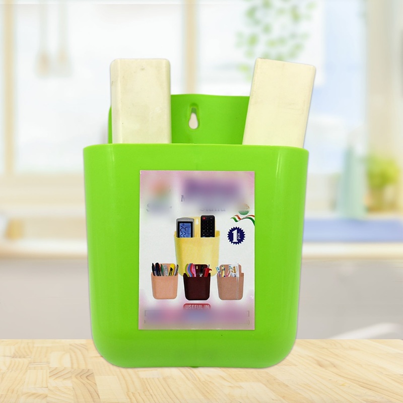 2-Section Multipurpose Wall Holder  Mobile, Remote & Makeup Brush Storage (1 Pc)