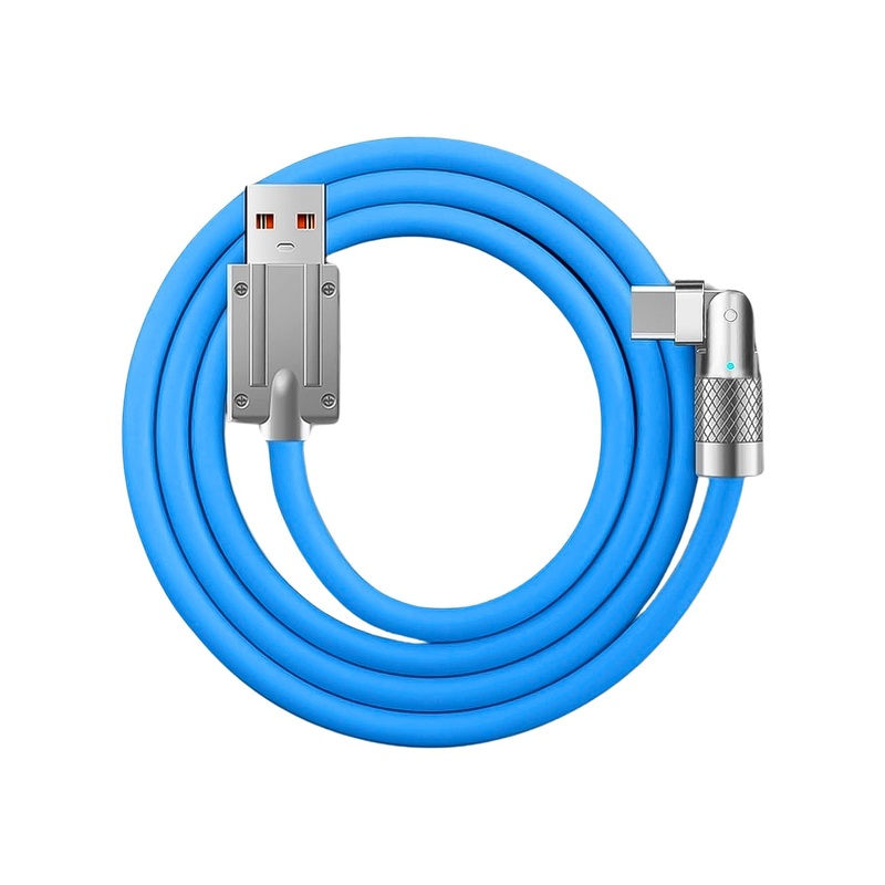 180 Rotating Fast Charge Cable with LED Indicator USB to Type C Mobile (1 Pc)