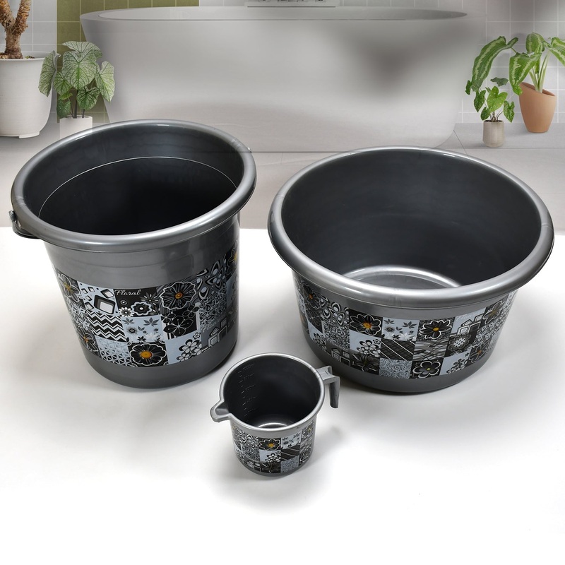 Large Capacity Plastic Bathroom Set of 7Pieces (1pc Big Tub, 1pc bucket,1pc , 1pc Mug, 1pc Soap Case, 1pc , 1pc Stool)