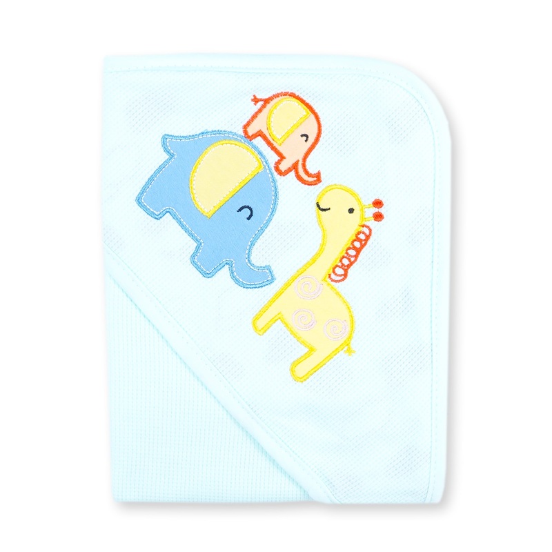Baby Hooded Wrapping Sheet Animals Sea Green - Sunshine