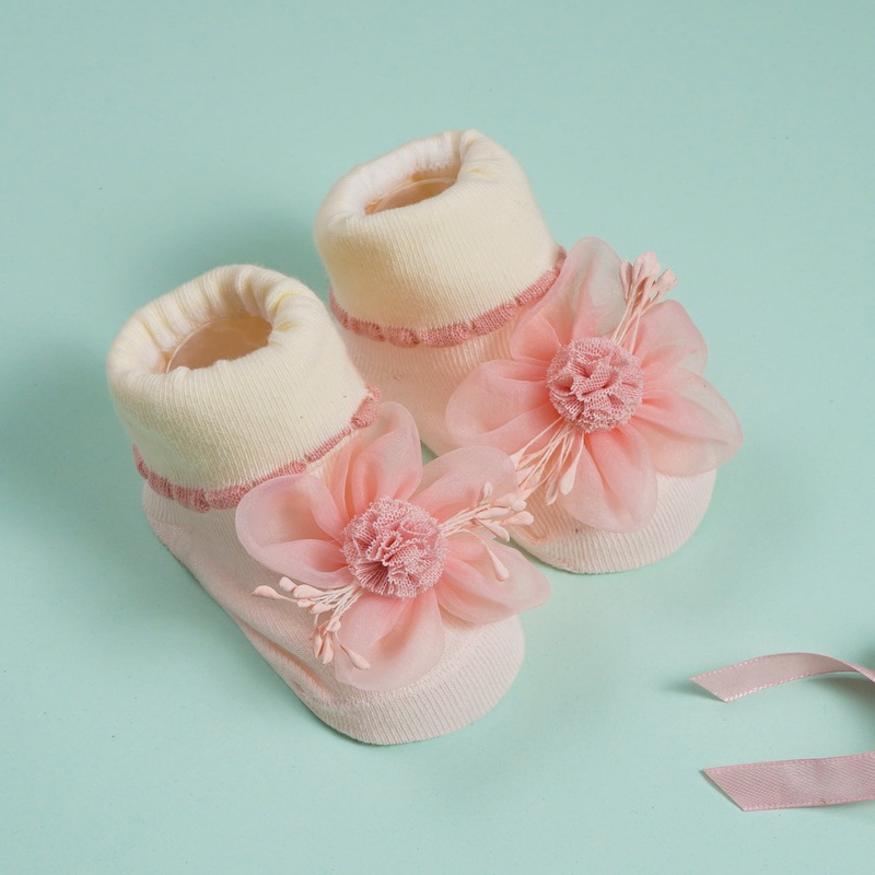 Baby Socks Flower Baby Pink (0-6 Months) - Sunshine