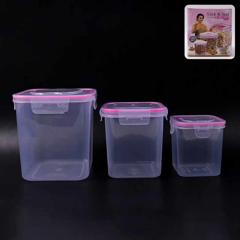 Kitchen Storage Container Set Of 3 Pcs (250, 500, 1000 ML)