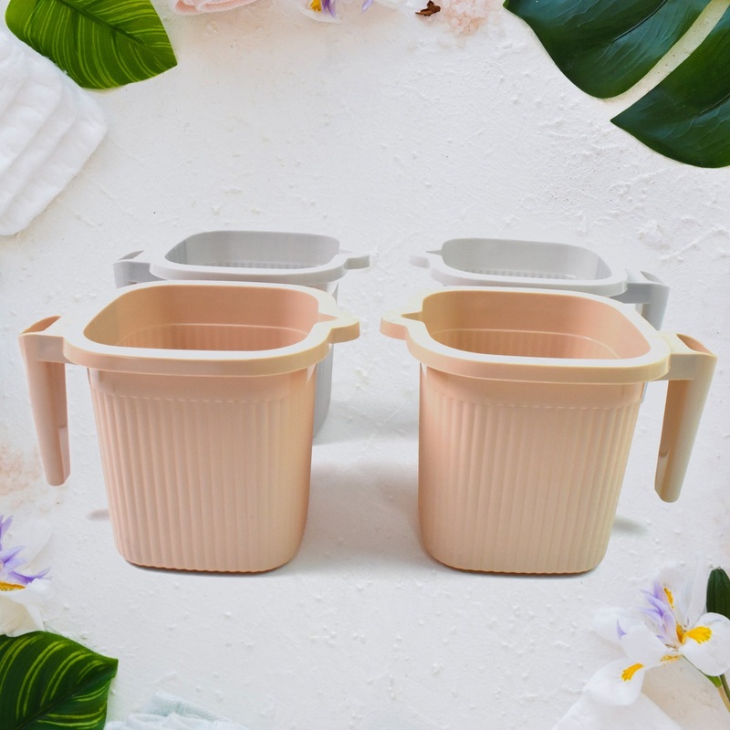 Plastic Square Bath Water Mug (4 Pc / 1000 ML / Mix Color)