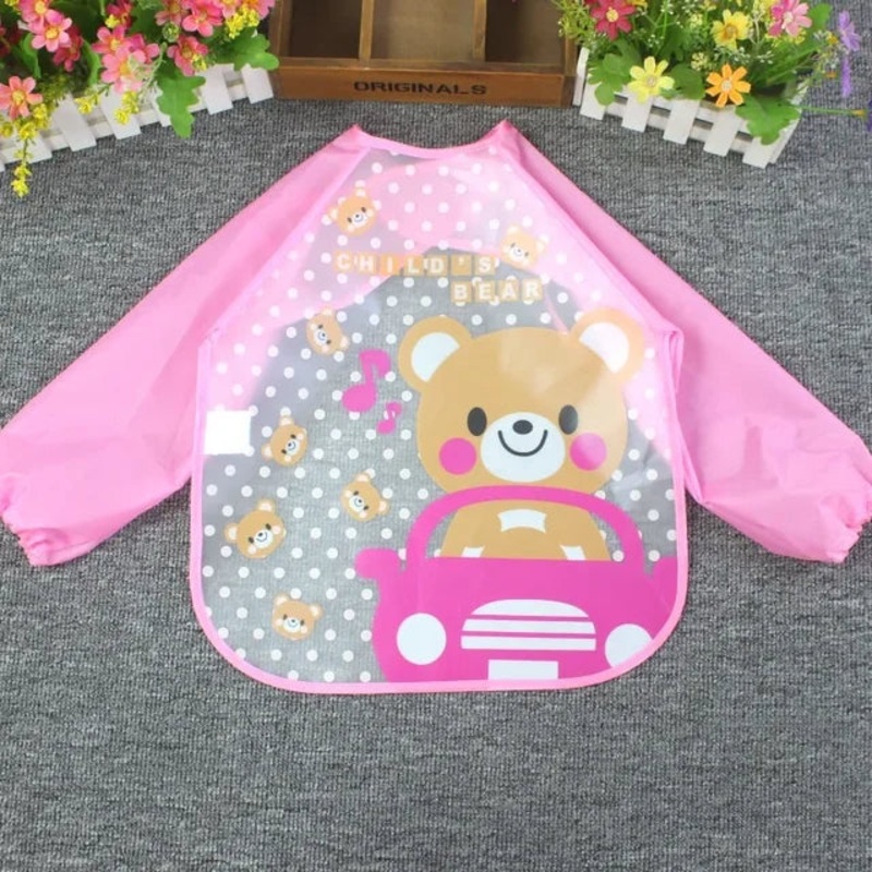 Baby Apron Bib Bear Pink - Sunshine