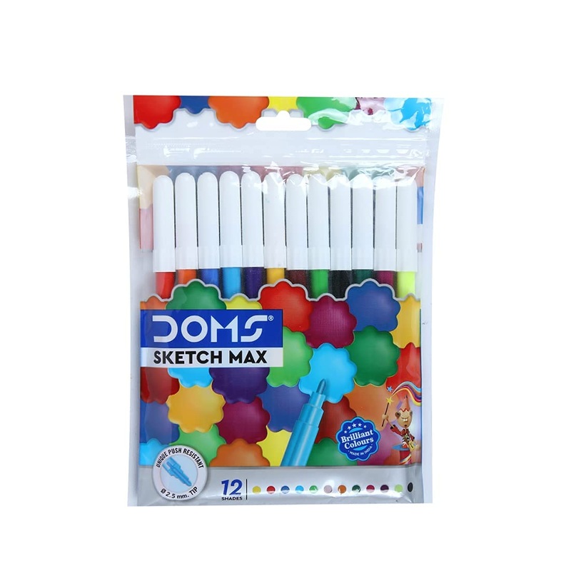 Sketch Max Non-Toxic Water Colour Sketch Pens (12 Assorted Shades x 1 Set)
