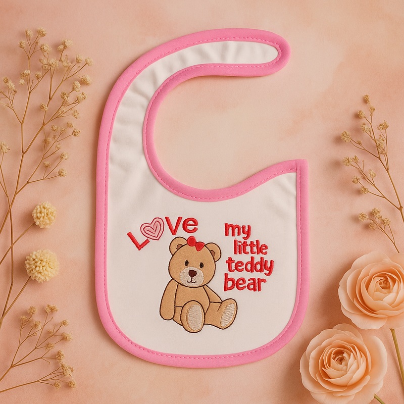 Baby Bib Teddy Bear Pink - Sunshine