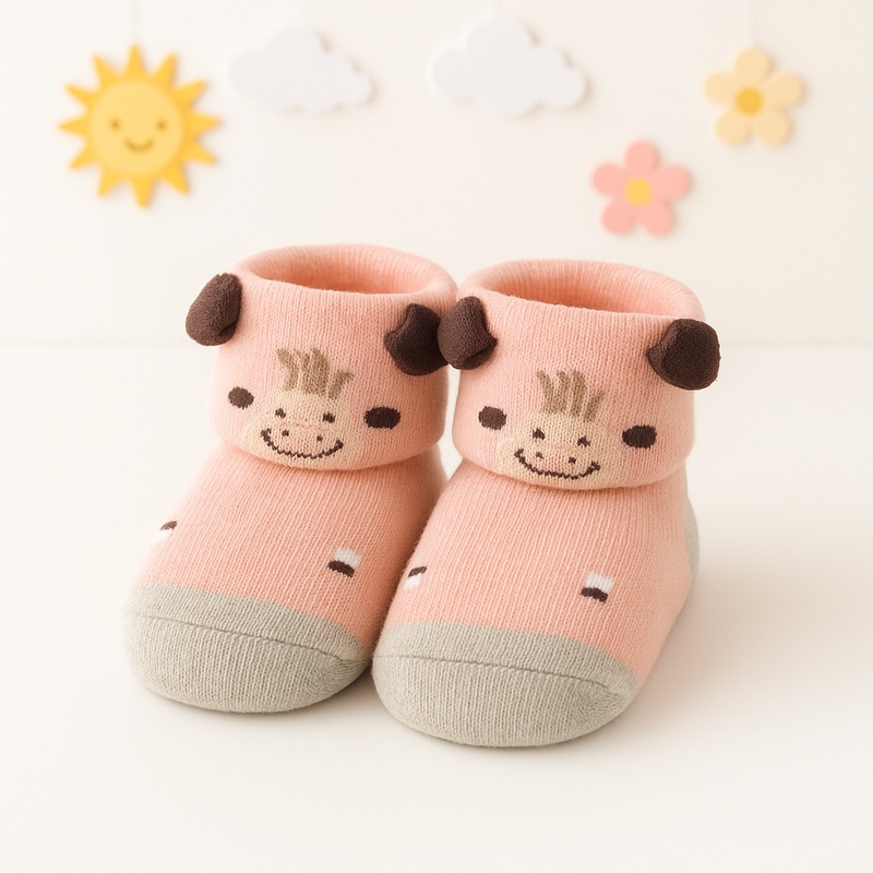 Baby Newborn Socks Cow Peach - Sunshine