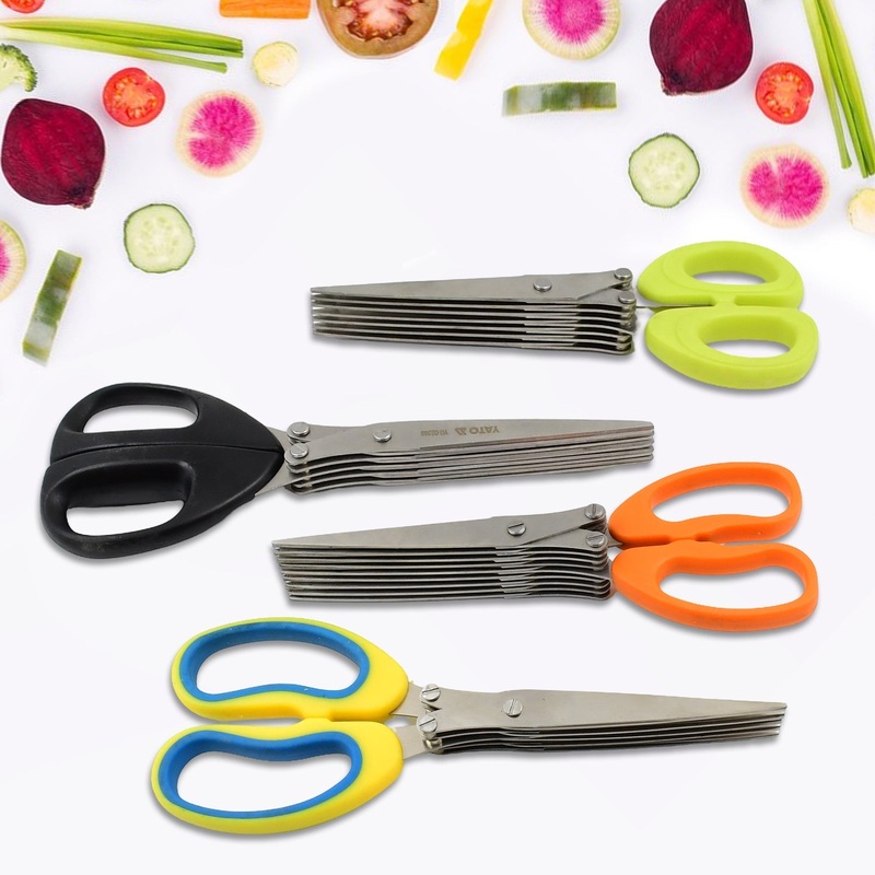 Multifunction Vegetable Stainless Steel Herbs Scissor With Multi Blades (1 Pc / Mix Design)