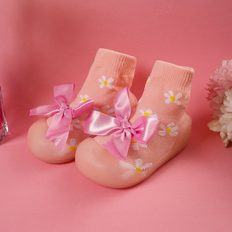 Baby Grip Socks Shoes Bow Pink - Sunshine