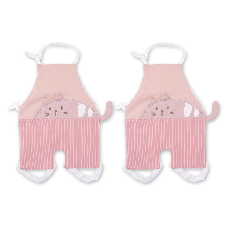 Baby Pack Of 2 Apron Bib Kitty Pink - Sunshine
