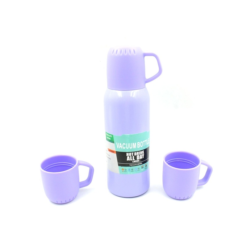 Vacuum Flask Set  Stainless Steel Thermos with 3 Cups, Approx 500ml