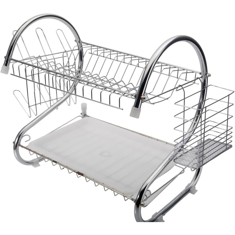 STAINLESS STEEL RECTANGLE DISH DRAINER RACK / BASKET WITH DRIP TRAY