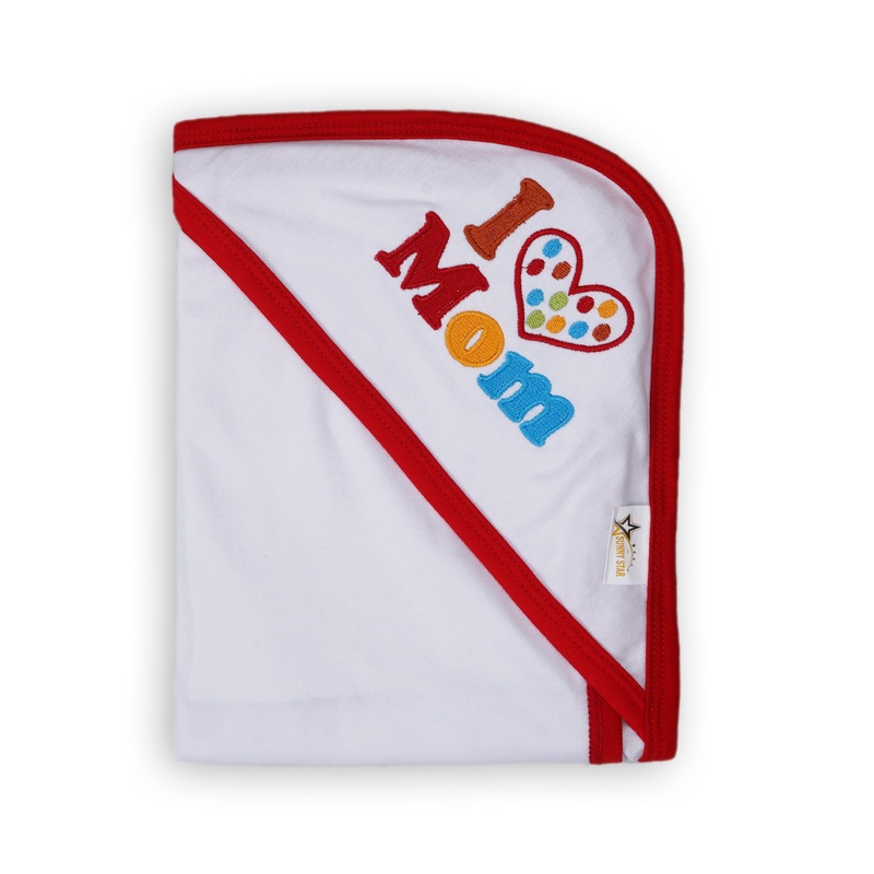 Baby Hooded Wrapping Sheet I Love Mom Red  - Sunshine