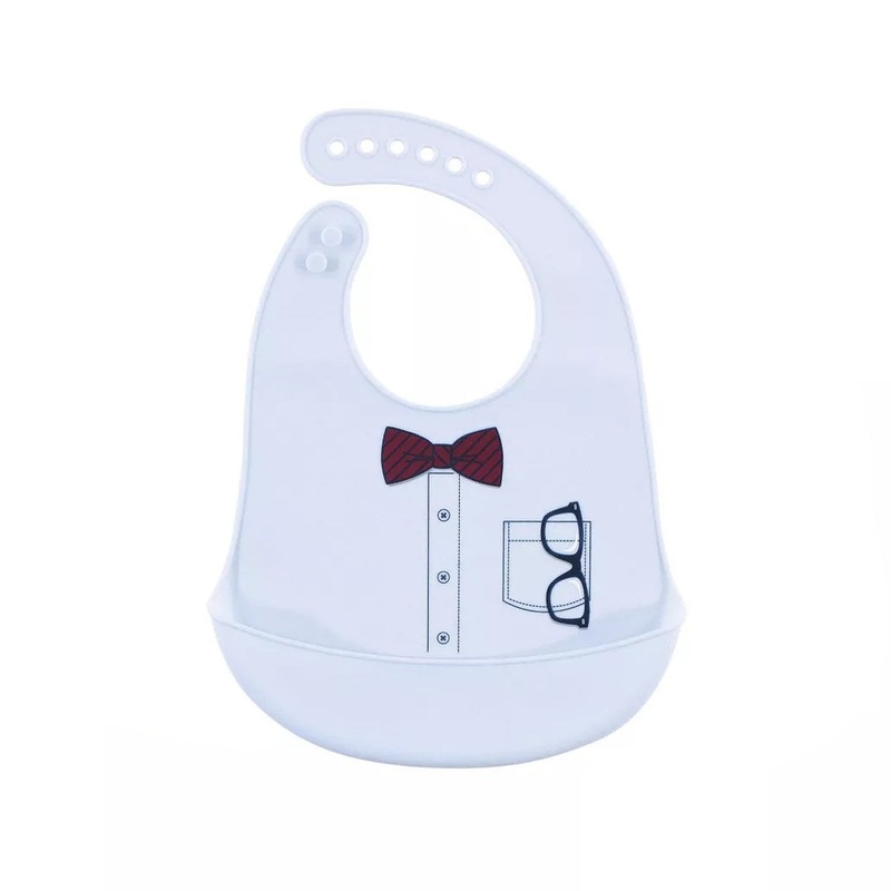 Baby Silicon Bib With Pocket Bow Blue - Sunshine