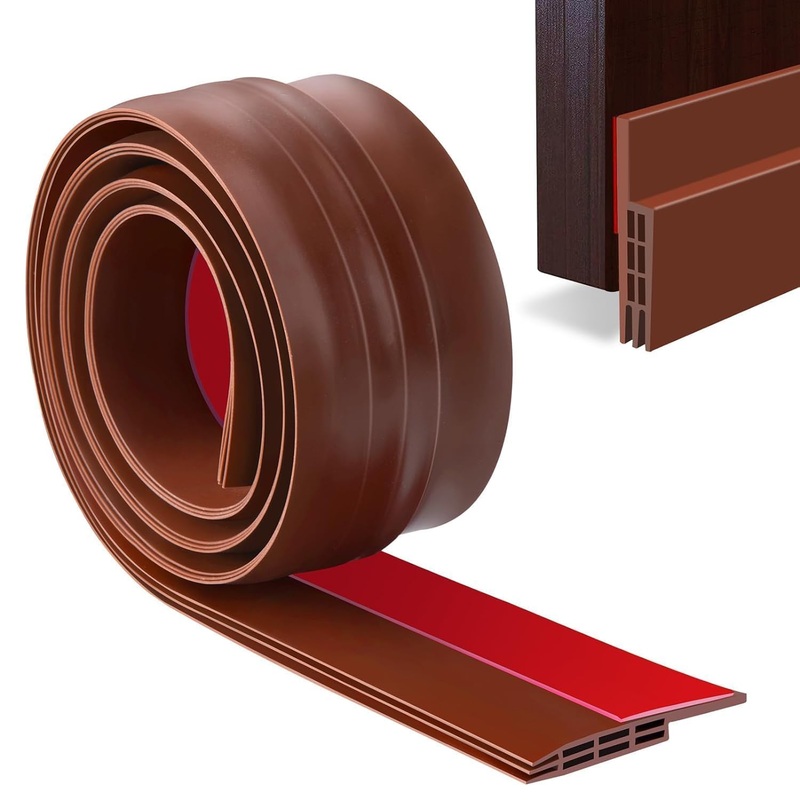 Door Draft Stopper | Silicon Door Bottom Sealing Strip | Self Adhesive Door Gap Filler Rubber | Door Bottom Sealing Strip Guard | Protector from Cockroach, Bugs, Air&Dust 1M (Brown