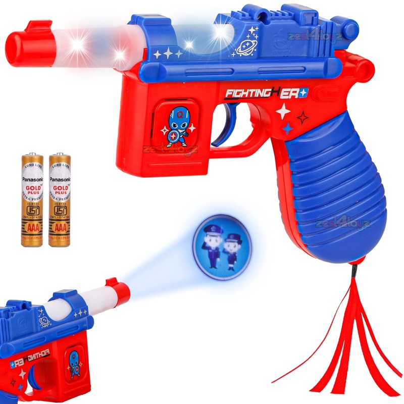 Projector Toy Gun with Realistic Sound, Telescope and Light Effect | Musical Toy Gun for Kids, Assorted Colour