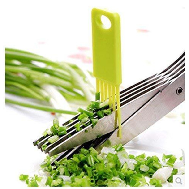 MULTIFUNCTION VEGETABLE STAINLESS STEEL HERBS SCISSOR WITH 5 BLADES