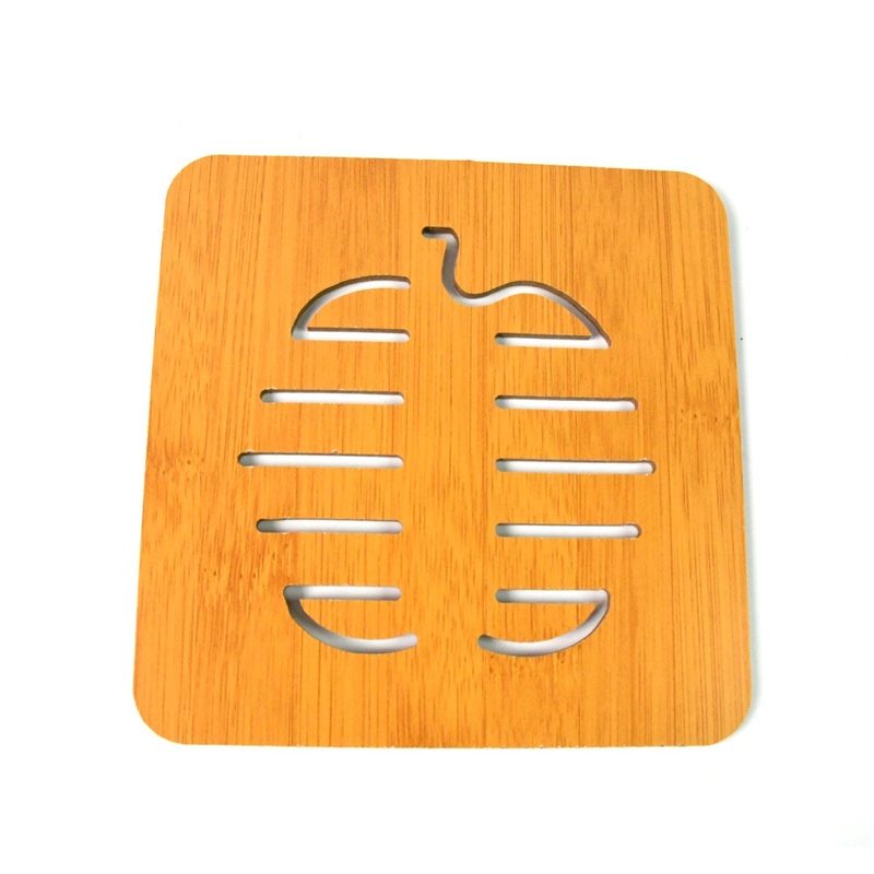 Square Bamboo Wood Table Place mat Hot Pot Cup Mat Tea Coaster(1414 Cm / 1 Pc)