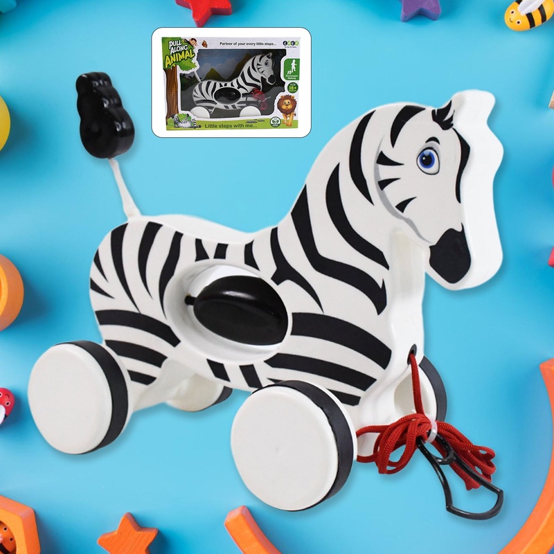 Zebra Pull Along Toy Baby Early Walking Pull Toy Rope Toy for Babies Walking Toy