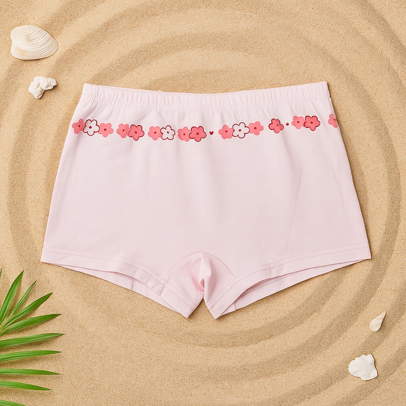 Girls Cotton Boxer Briefs Flowers Pink - Sunshine