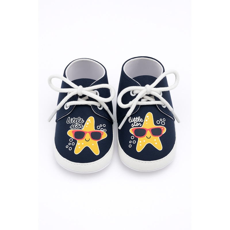 Newborn Baby Booties Star Navy Blue - Sunshine