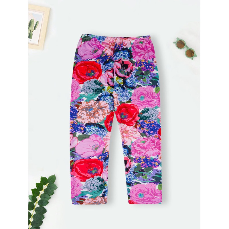Girls Flexible Tights Floral Pink - Sunshine