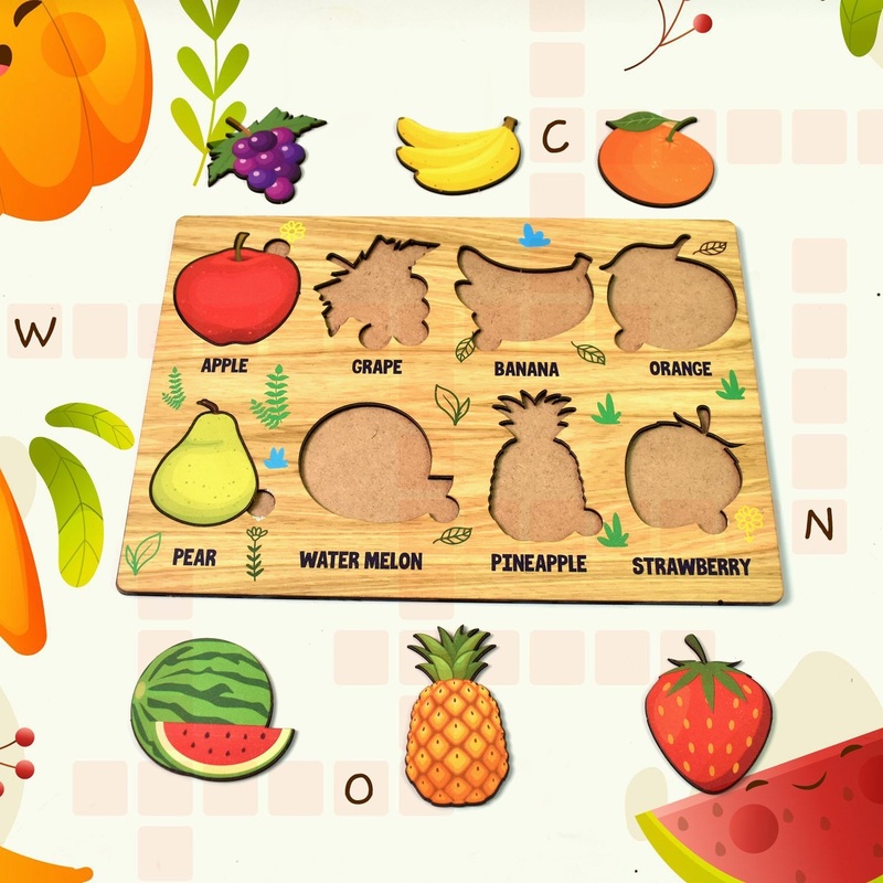 Wooden Fruits Puzzle Learning Educational Board (1 Set / 2820 Cm)