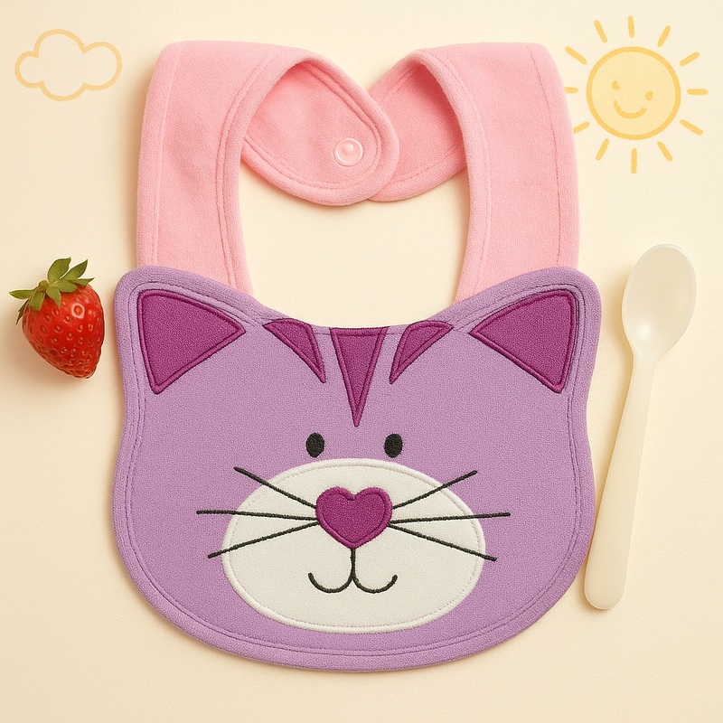 Baby Bib Purple Cat - Sunshine