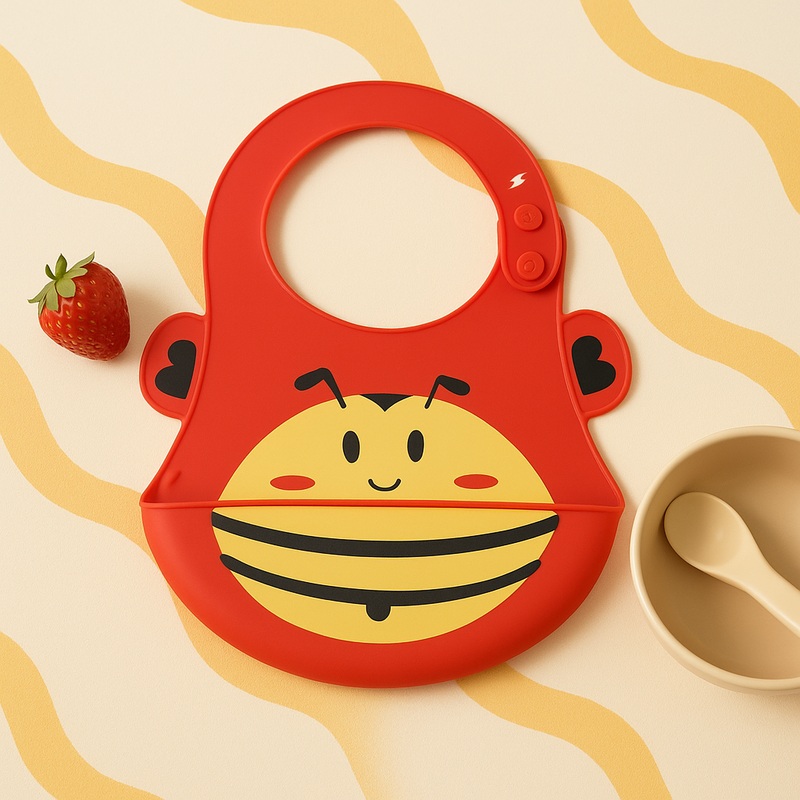 Baby Plastic Bib Bee Red - Sunshine