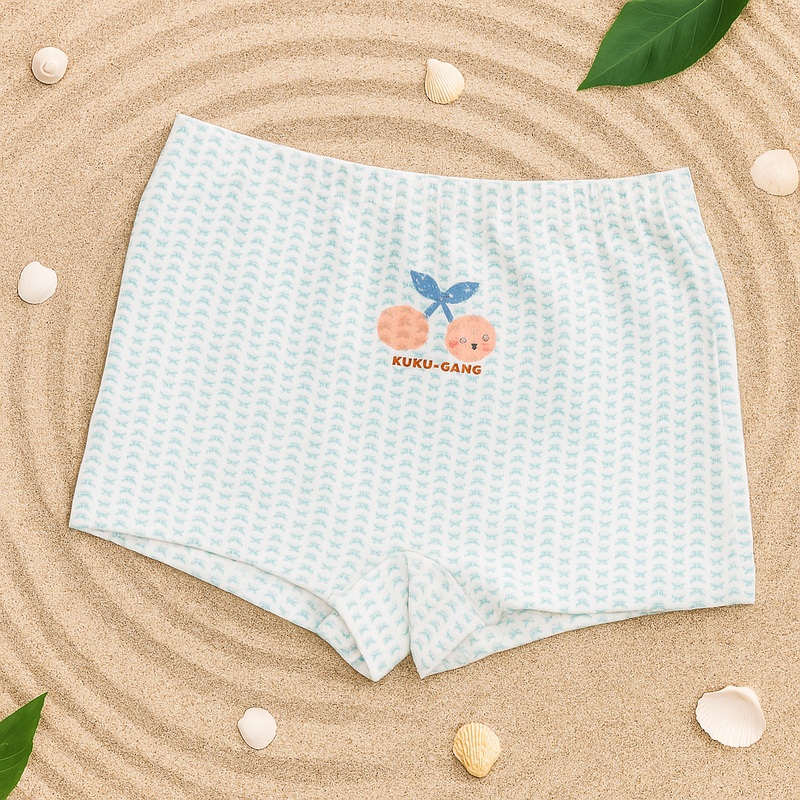 Girls Cotton Boxer Briefs Leaves Sea Green - Sunshine