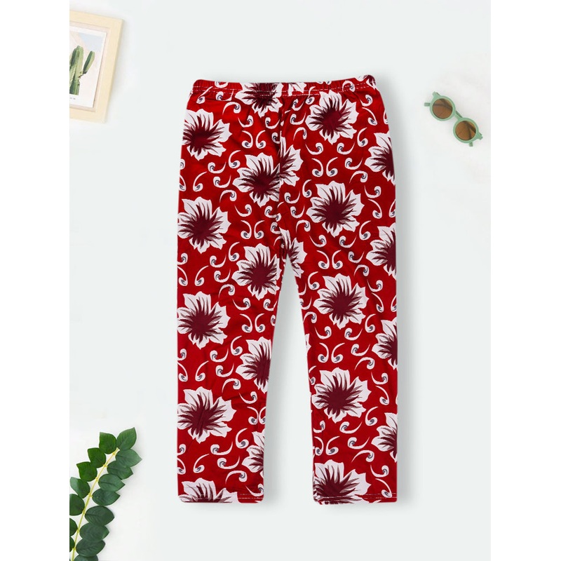 Girls Flexible Tights Floral Maroon - Sunshine