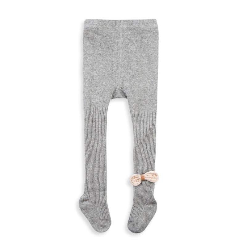 Girls Socks Legging Bow Grey - Sunshine