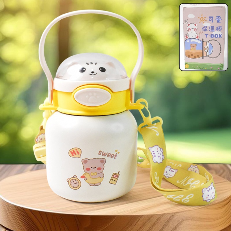 Stainless Steel Kltten / Bottle Vacuum Insulated Cup With Handle & Strap (700 ML)