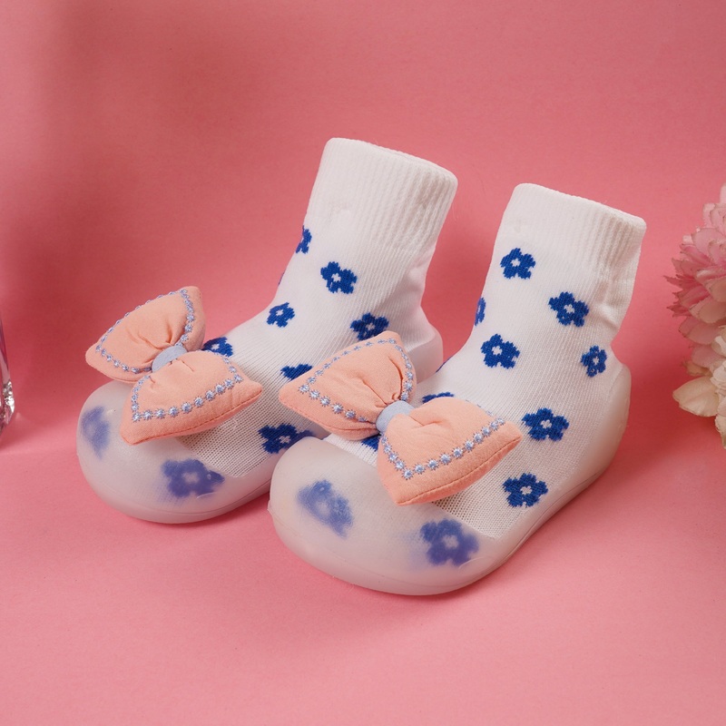 Baby Grip Socks Shoes Bow White - Sunshine