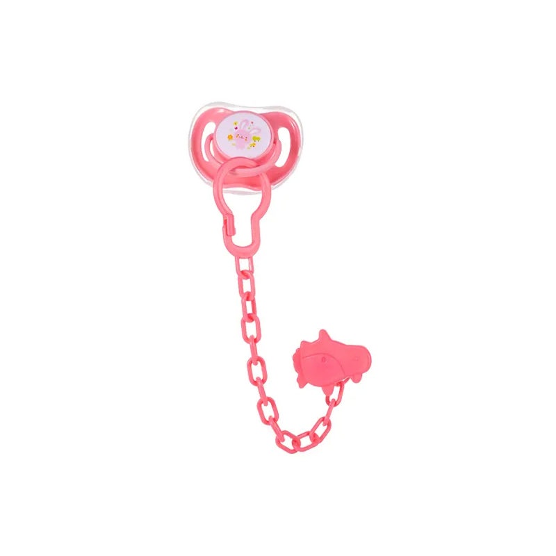 Baby Soother With Chain Cartoon Pink - Sunshine