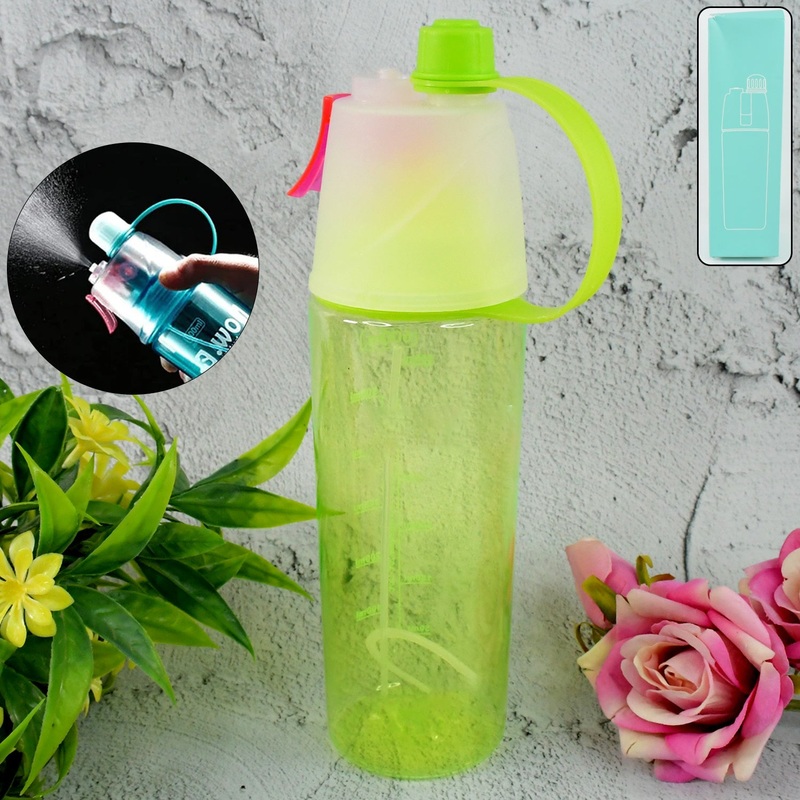 Plastic 2 In 1 Mist Spray Water Bottle (Multicolour / 600 ML / 1 Pc)
