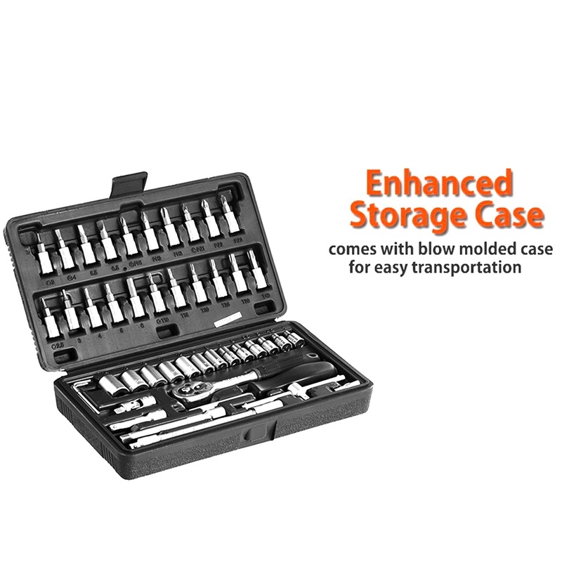 46pcs Metal 1 / 4 Socket Set (Black, 46pcs)