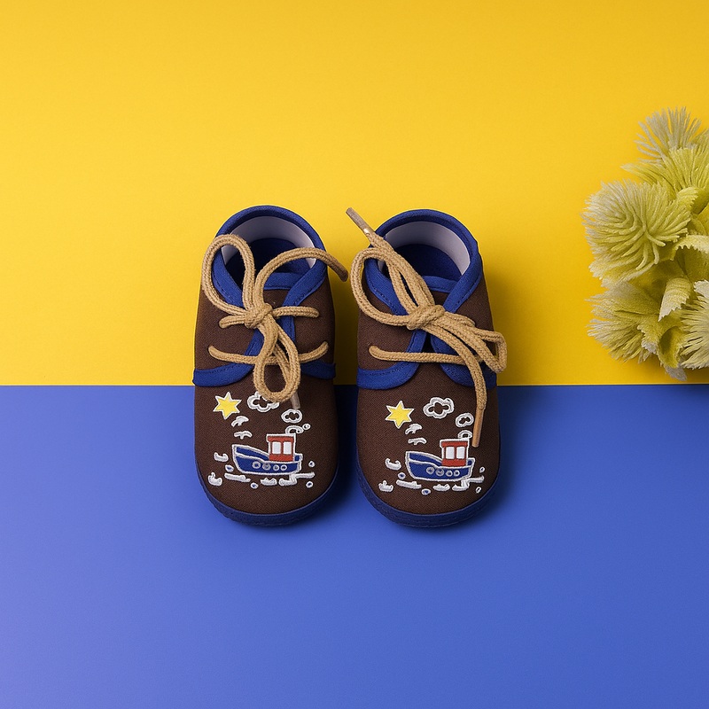 Baby Booties Multi Character Dark Brown (0-6 Months) - Sunshine