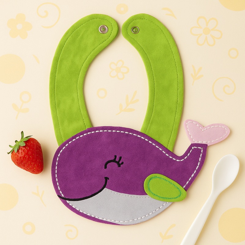 Baby Character Bib Whale Purple -Sunshine