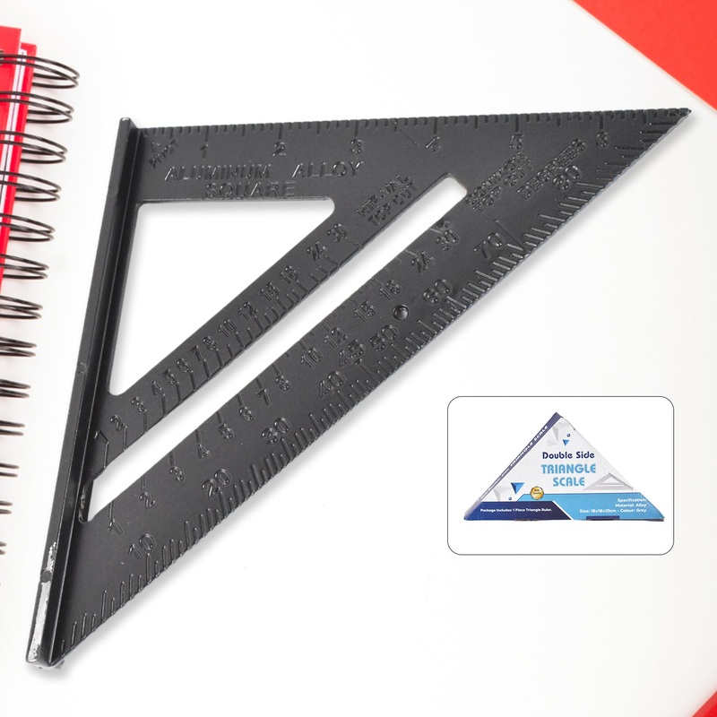 Double Side Scale Triangle / Ruler Measurement Hand Tool (1 Pc / Black)