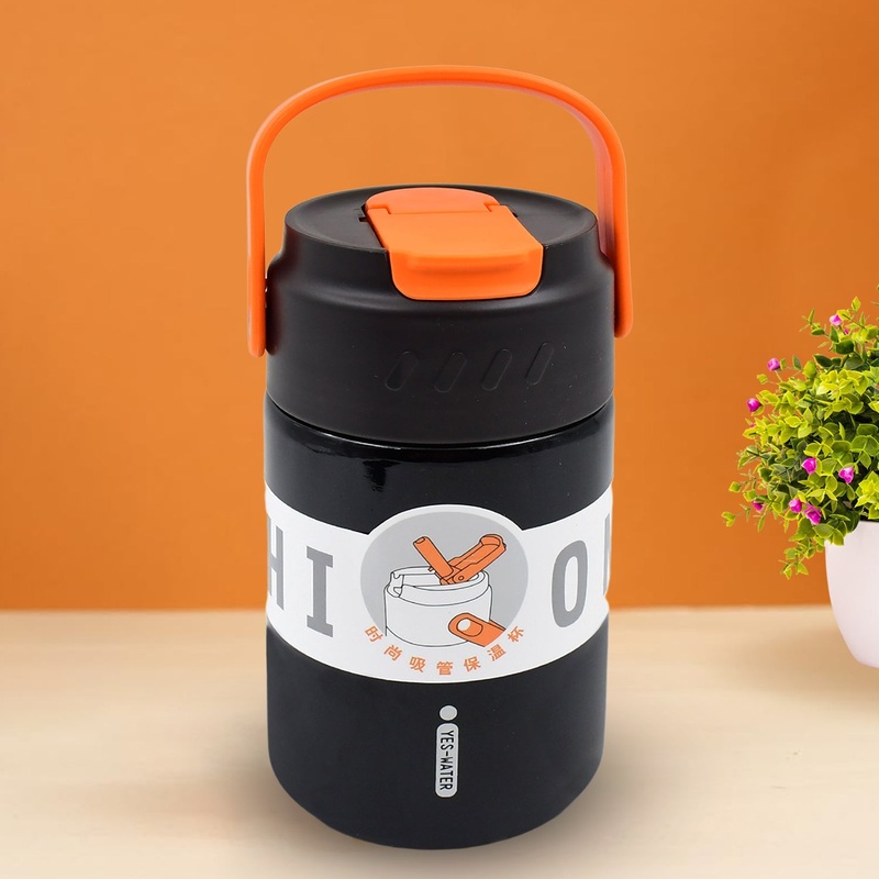 Stainless Steel Mug / Bottle Vacuum Insulated Cup With Handle, Small Cup & Straw (500 ML)