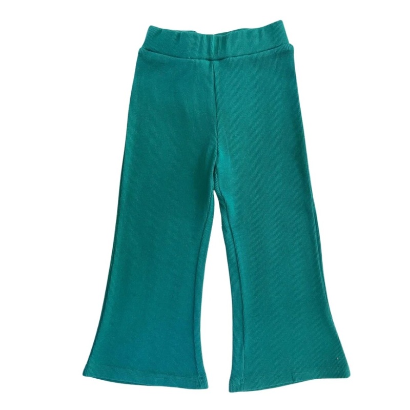 The Nest Deep Green Ribbed Flare Pants